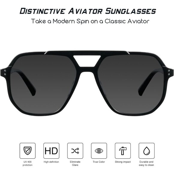 Oversized Aviator Sunglasses Polarized UV Protection Men Women Outdoors - Picture 2 of 6